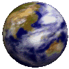 A spinning earth set against a dark starry sky.